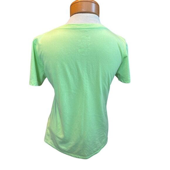 Nike Womens Dri-Fit V-Neck Athletic T-Shirt "Run Dont Hide" Light Green M - Picture 2 of 7